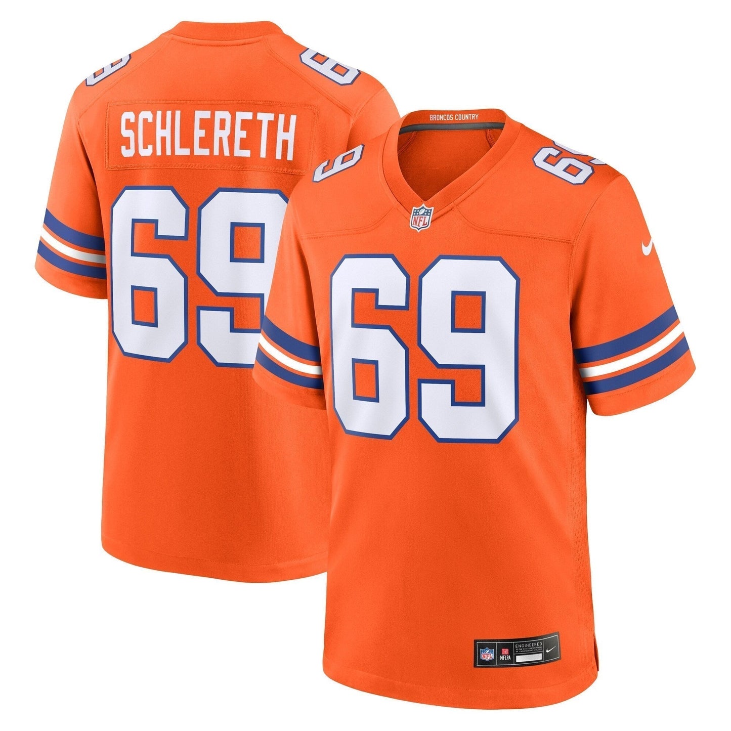 Mark Schlereth Denver Broncos  Mile High Collection 1977 Throwback Retired   Game Jersey - Orange