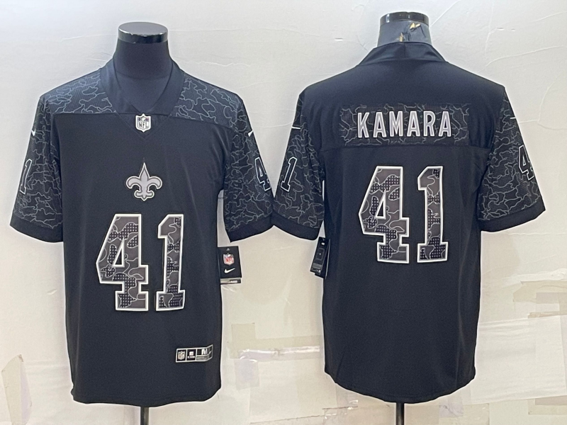 Men's New Orleans Saints Alvin Kamara Black RFLCTV Limited Jersey