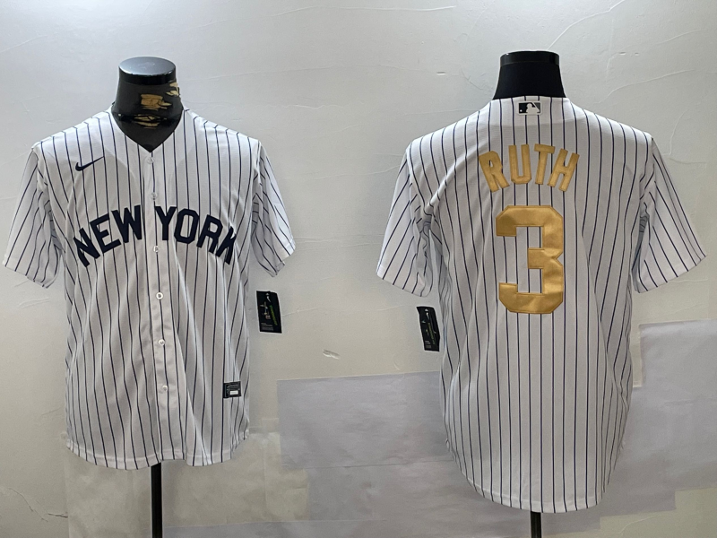 Men's New York Yankees Babe Ruth White Player Game Jersey