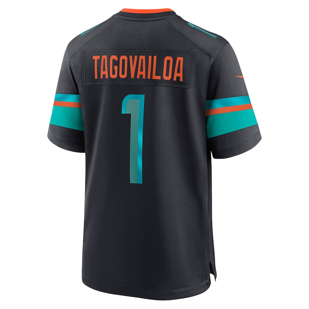 M.Dolphins #1 Tua Tagovailoa Pitch Blue 2025 Rivalries Collection Game Jersey