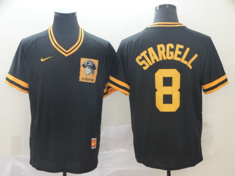 Men's Pittsburgh Pirates Willie Stargell #8 Black Replica Player Jersey1