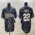 Los Angeles Dodgers #22 Juan Soto Grey Camo Home Authentic Patch Jersey Baseball Jerseys