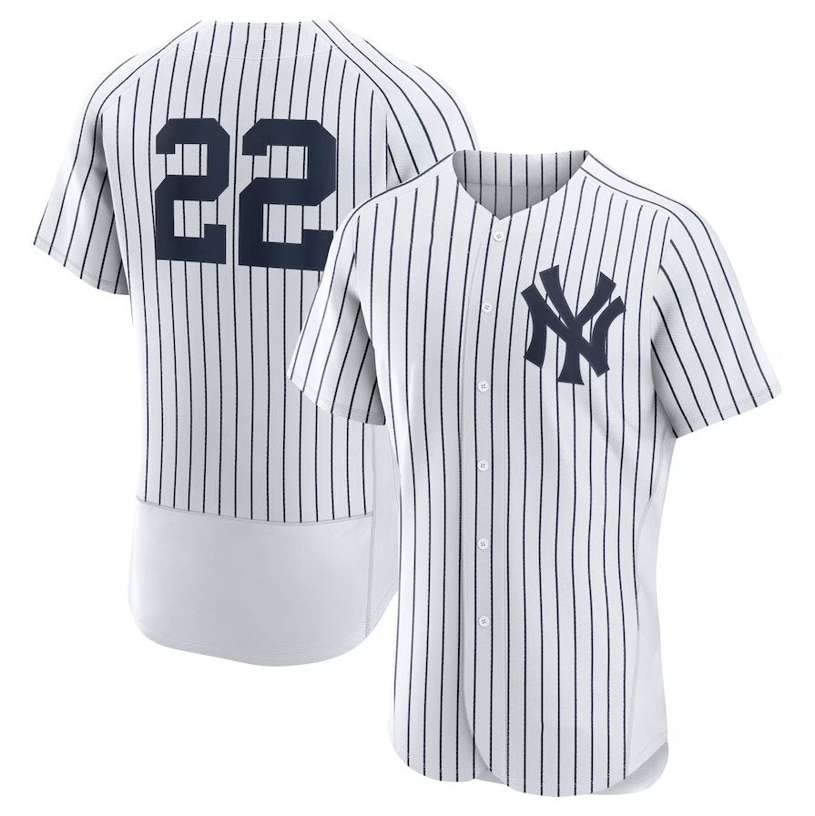 New York Yankees #22 Juan Soto Home Authentic Player Jersey C White Stitches Baseball Jerseys