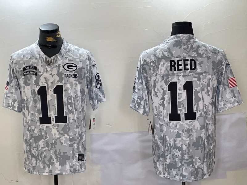 Men's Green Bay Packers Jayden Reed Arctic Camo 2024 Salute to Service Limited Jersey