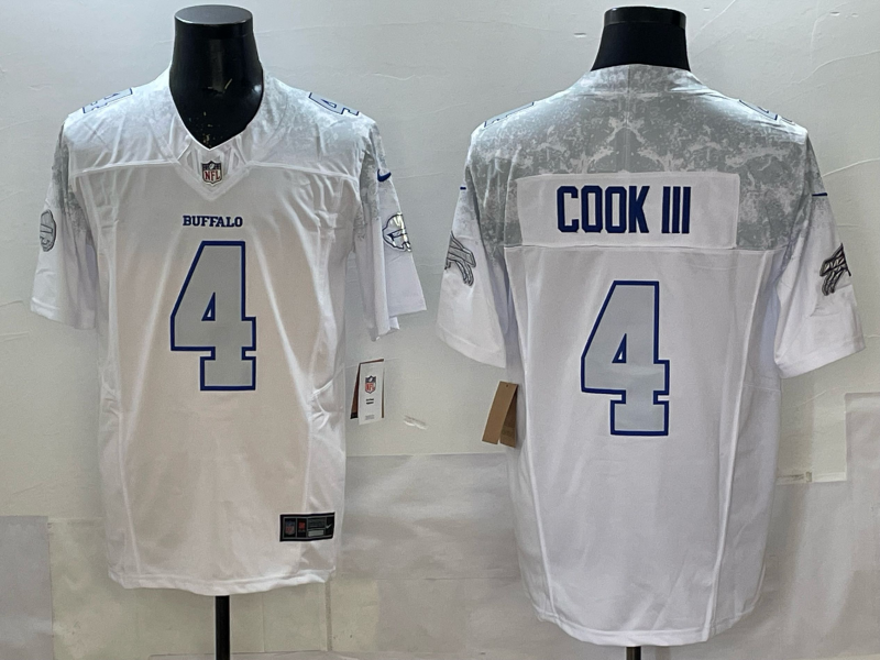 Men's Buffalo Bills James Cook III #4 White 2025 Rivalries Collection Limited Jersey