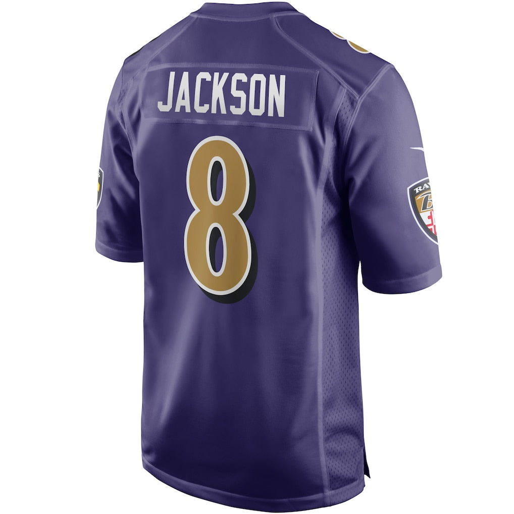 B.Ravens #8 Lamar Jackson Purple Alternate Game Jersey