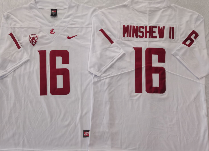 Men's Washington State Cougars Gardner Minshew II #16 White Game Jersey