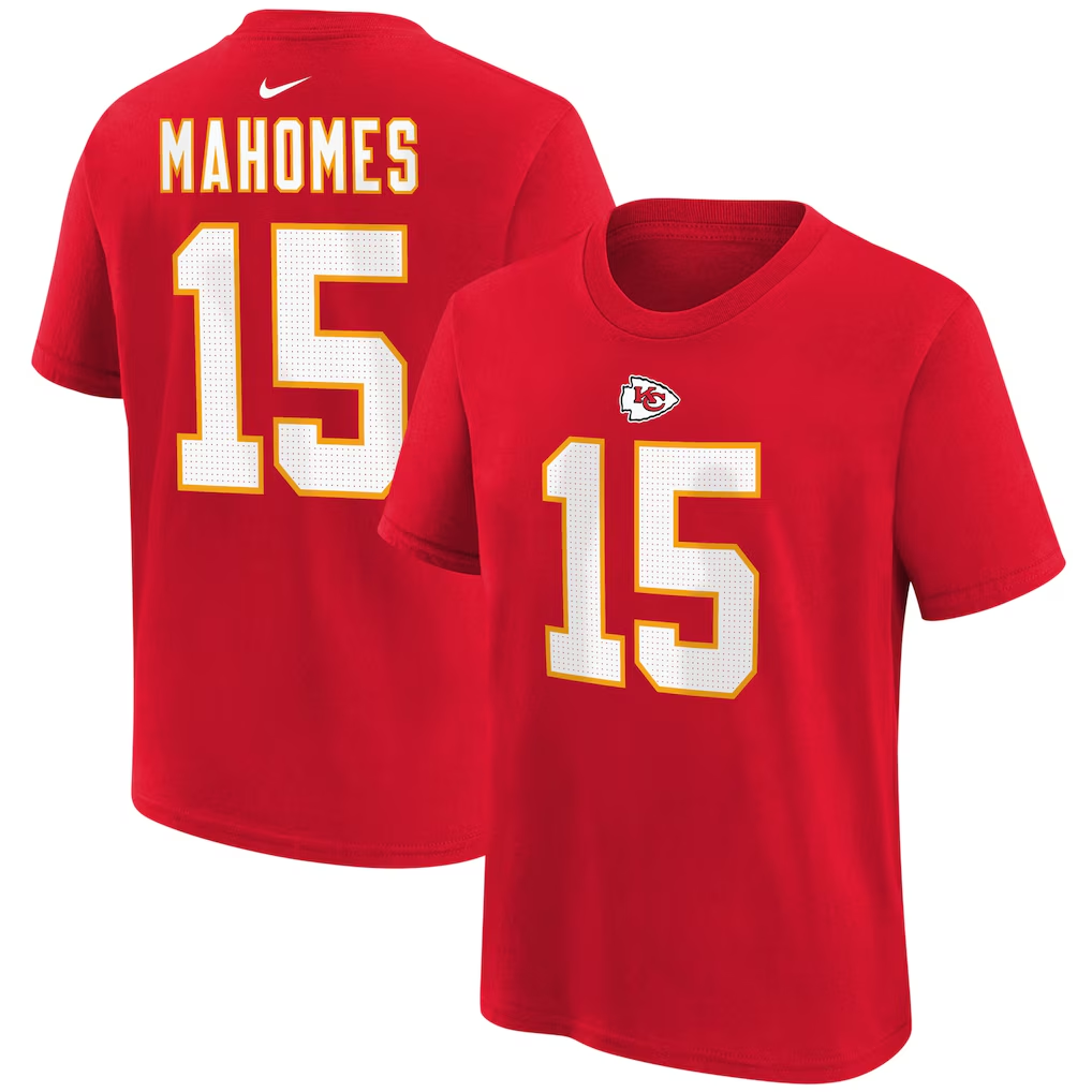 Kansas City Chiefs Patrick Mahomes Red  Player Name & Number T-Shirt