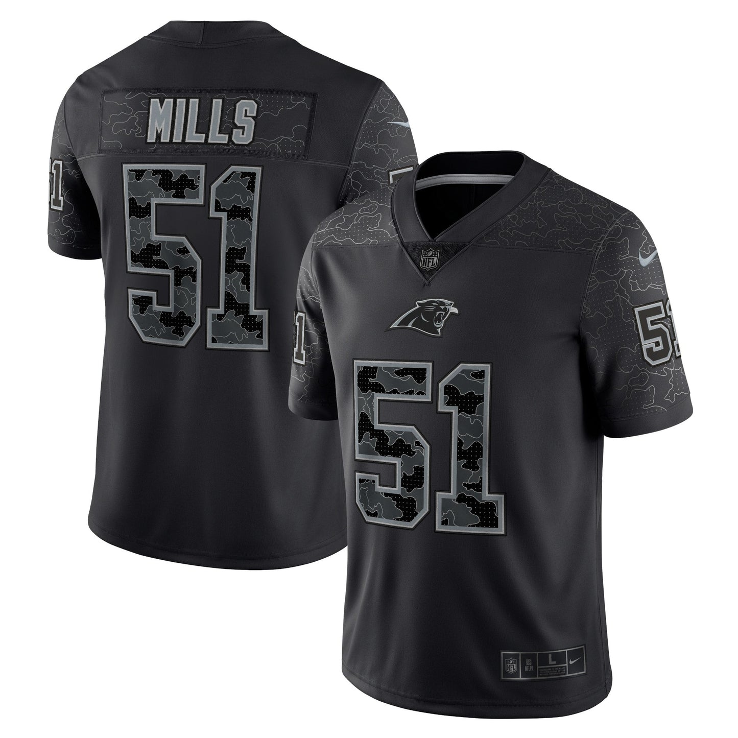 Sam Mills Carolina Panthers  Retired   RFLCTV Limited Jersey - Black