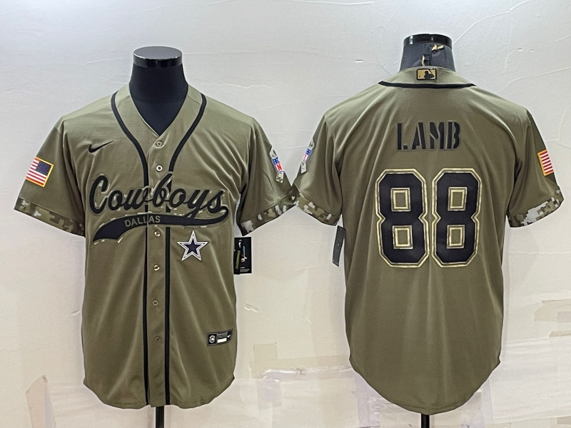 Men's Dallas Cowboys CeeDee Lamb Olive 2022 Salute To Service Limited Jersey Joint Edition