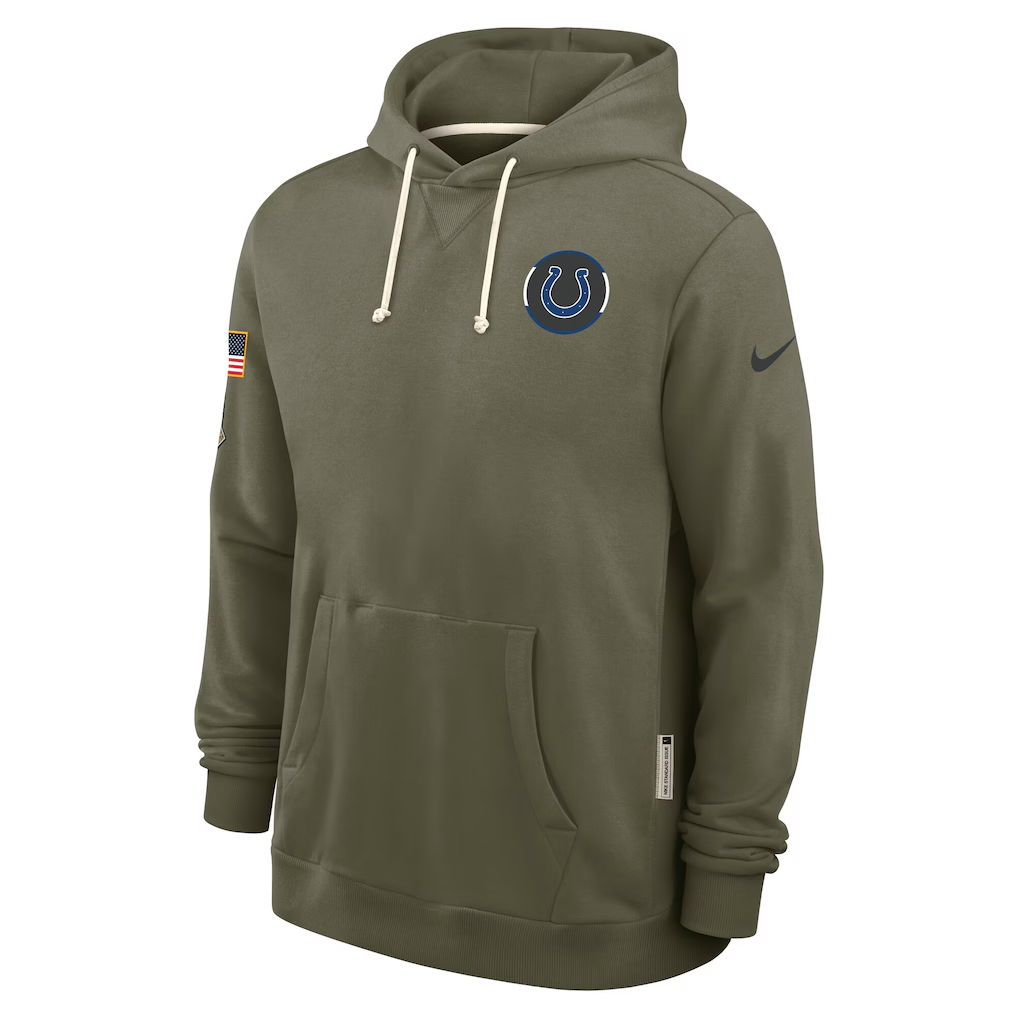 Men's Indianapolis Colts  Olive 2025 Salute to Service Sideline Standard Issue Dri-FIT Hoodie
