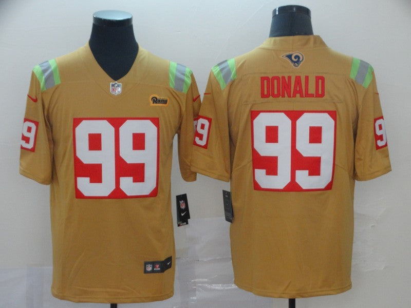 Men's Los Angeles Rams Aaron Donald #99 Yellow City Edition Game Jersey1