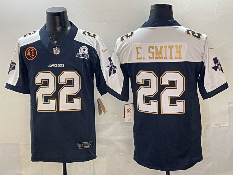 Men's Dallas Cowboys Emmitt Smith #22 Navy Game Team Jersey