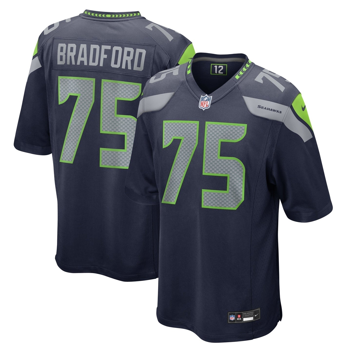 Anthony Bradford Seattle Seahawks   Game Jersey -  College Navy
