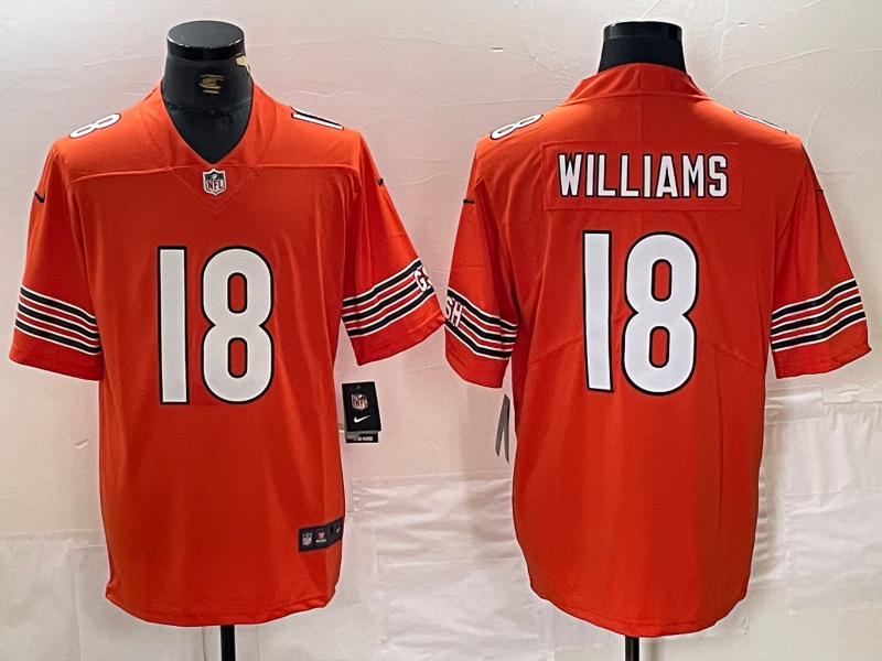 Men's Chicago Bears Caleb Williams #18 Orange Alternate 2024 NFL active Game Jerseys