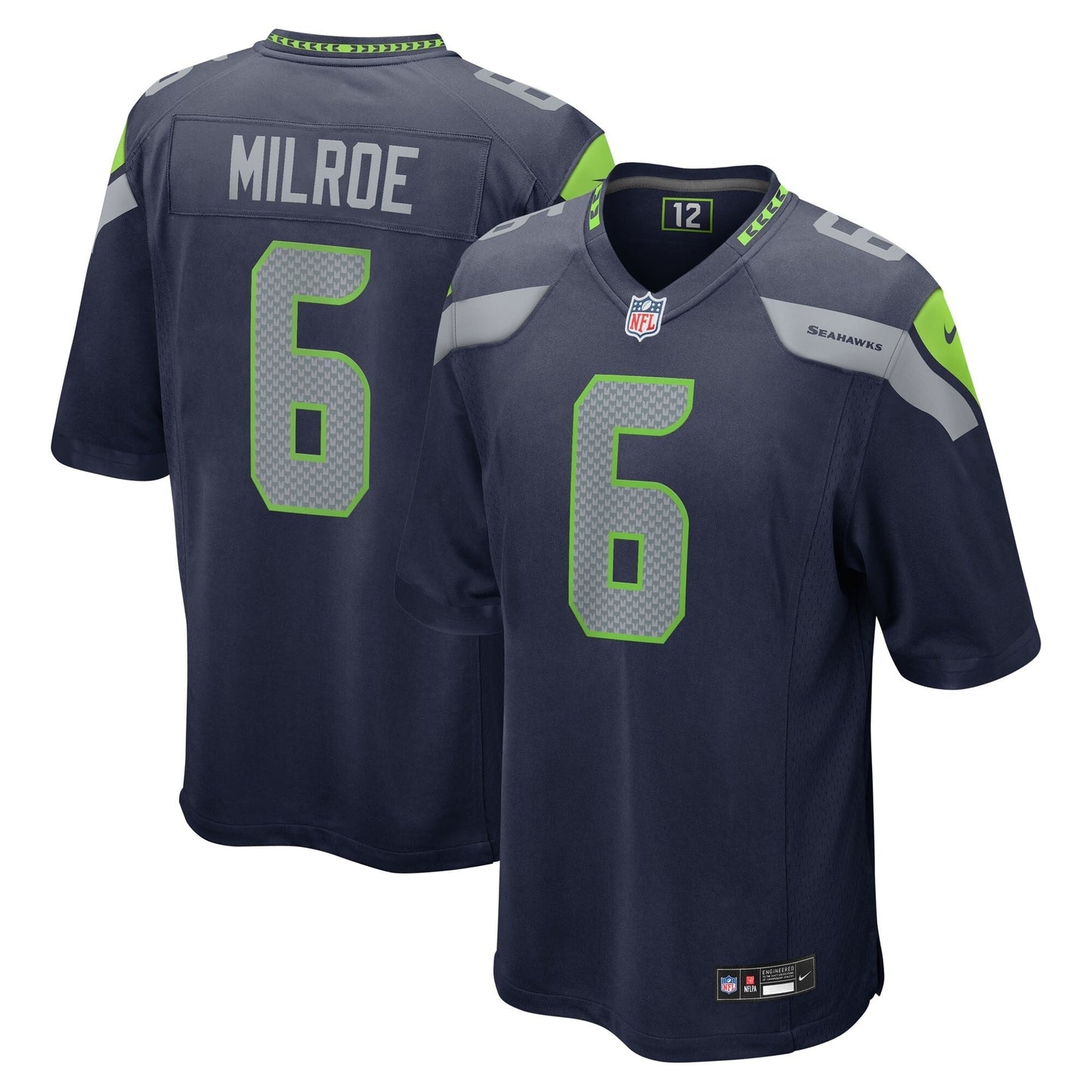 Seattle Seahawks Jalen Milroe College Navy 2025 NFL Draft Game Jersey