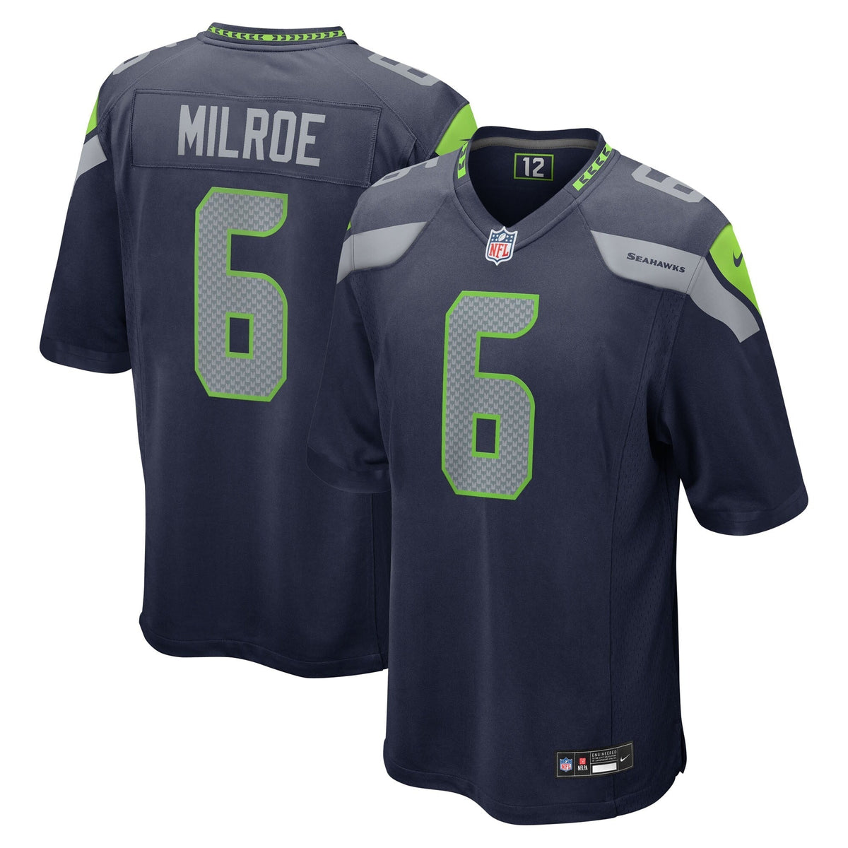 Seattle Seahawks Jalen Milroe College Navy 2025  Draft Game Jersey