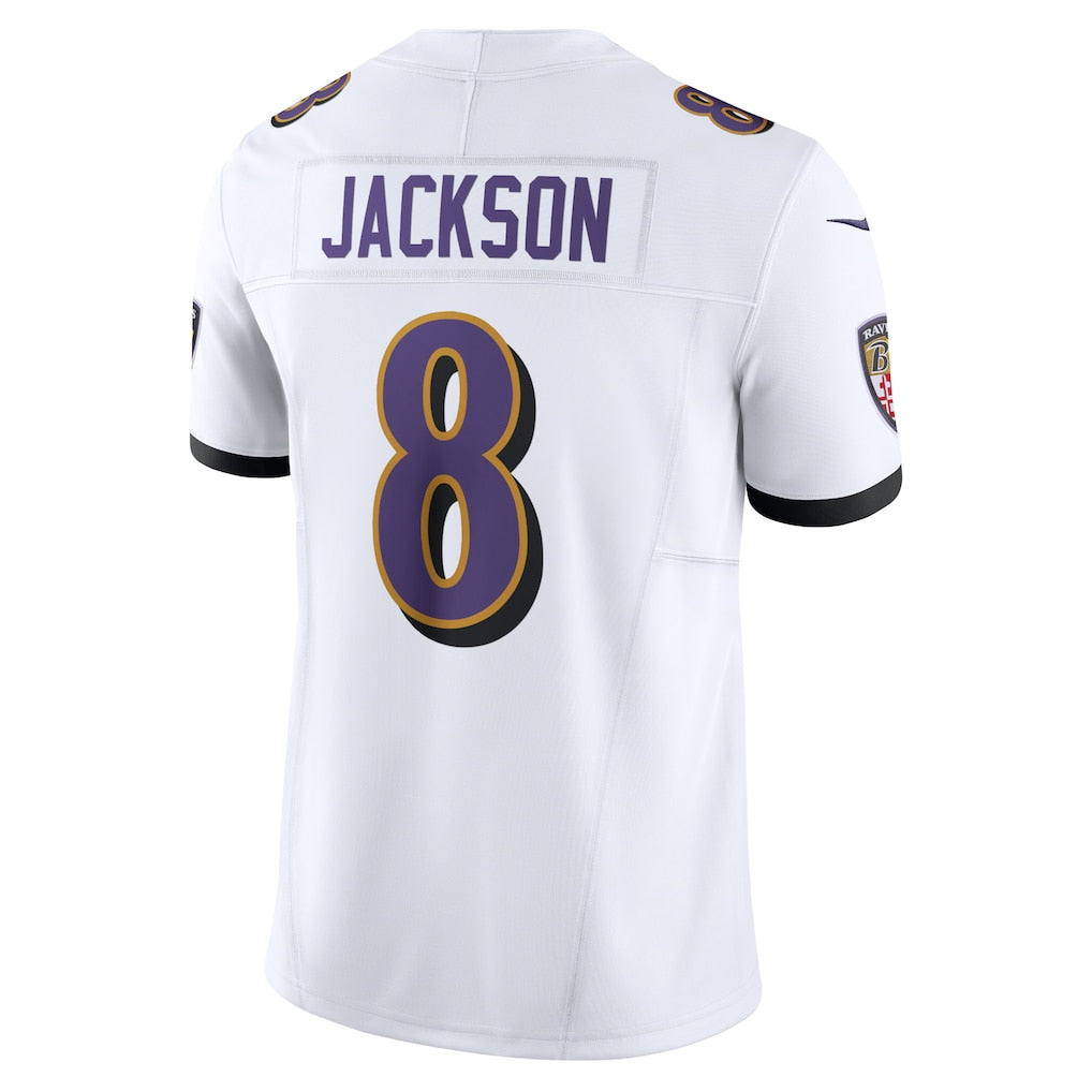 B.Ravens #8 Lamar Jackson White Vapor F.U.S.E. Limited Jersey