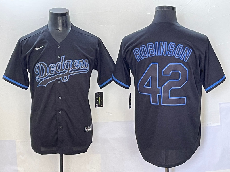 Men's Los Angeles Dodgers Jackie Robinson Black Team Game Jersey