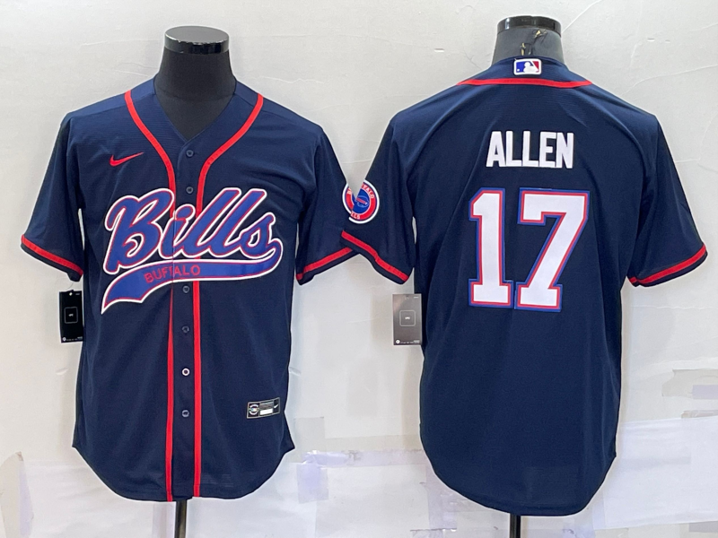 Men's Buffalo Bills Josh Allen Navy Game Jersey Joint Edition