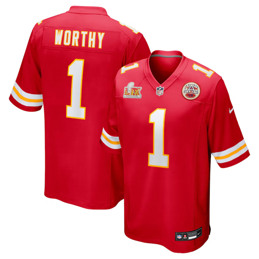 Men's Kansas City Chiefs Xavier Worthy  Red Super Bowl LIX Game Jersey