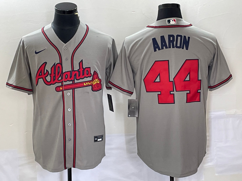 Men's Atlanta Braves Hank Aaron Gray Replica Player Jersey