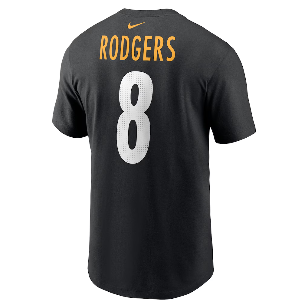 Men's Pittsburgh Steelers Aaron Rodgers  Black Name & Number T-Shirt