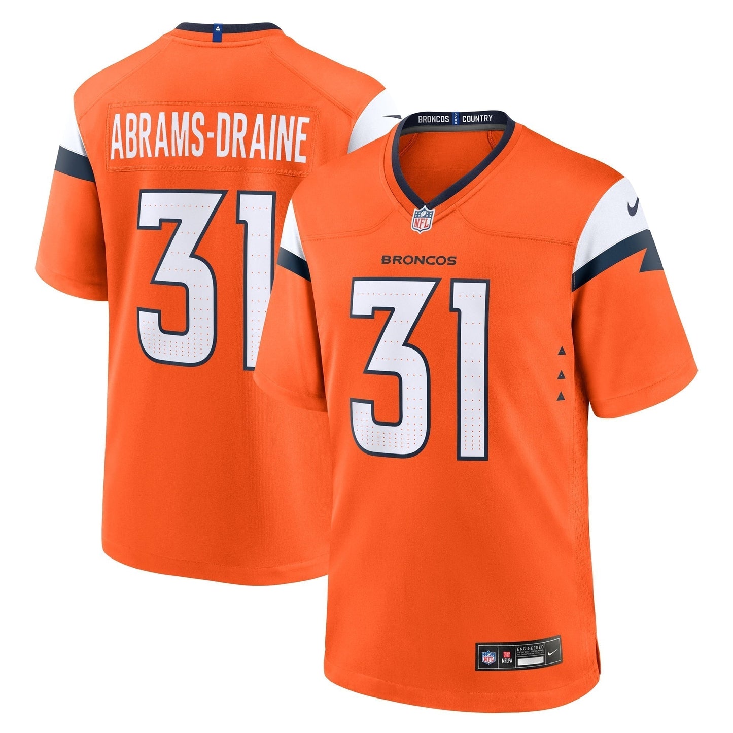 Kris Abrams-Draine Denver Broncos  Team Game Jersey -  Orange