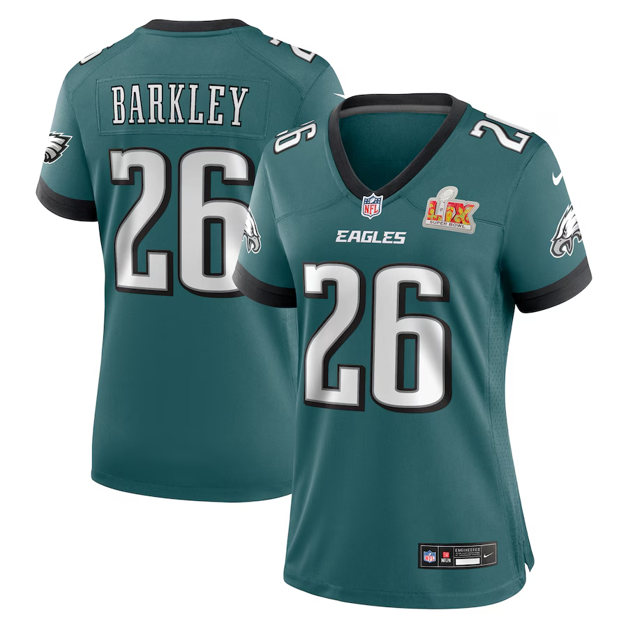 Women's Philadelphia Eagles Saquon Barkley  Midnight Green Super Bowl LIX Game  Jersey
