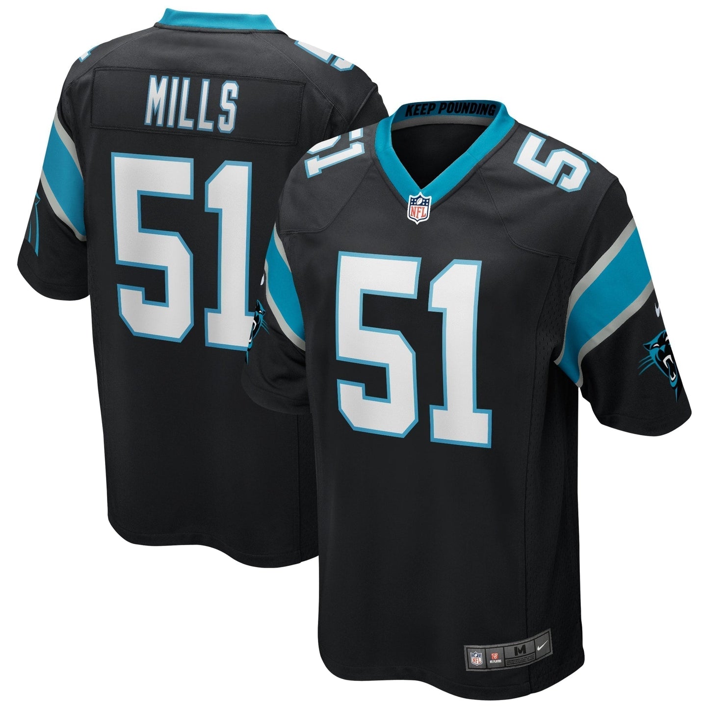 Sam Mills Carolina Panthers  Game Retired   Jersey - Black