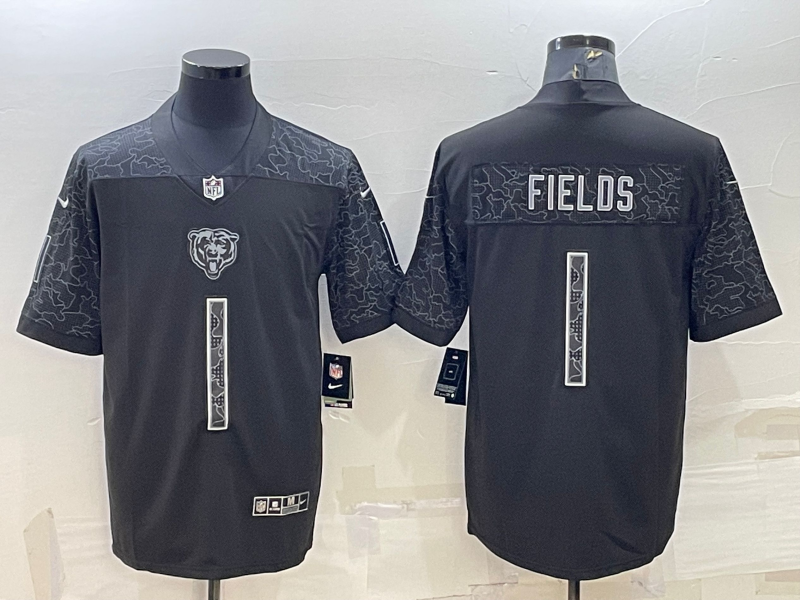 Men's Chicago Bears Justin Fields Black RFLCTV Limited Jersey