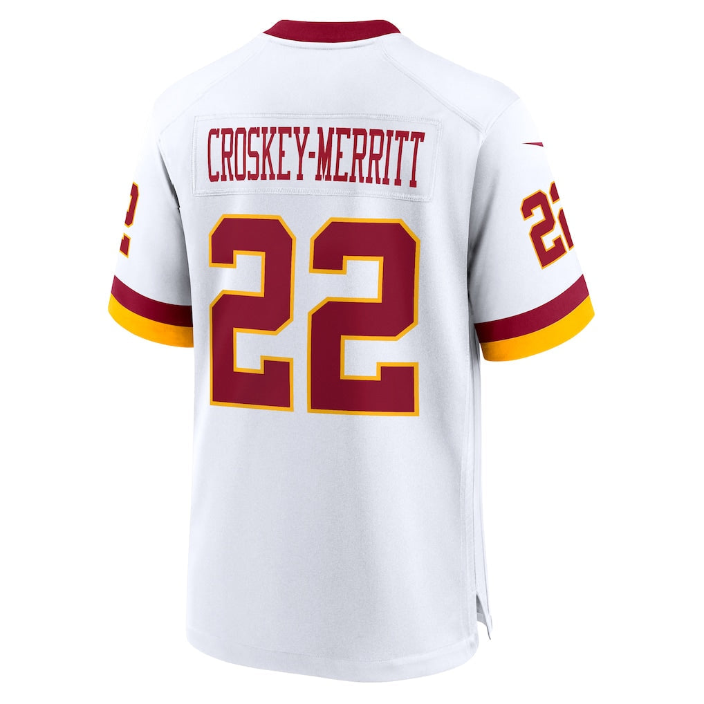 W.Commanders #22 Jacory Croskey-Merritt White Game Super Bowl Era Jersey