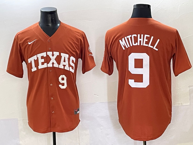 Men's Texas Longhorns Joley Mitchell #9 Brown Replica Player Jersey