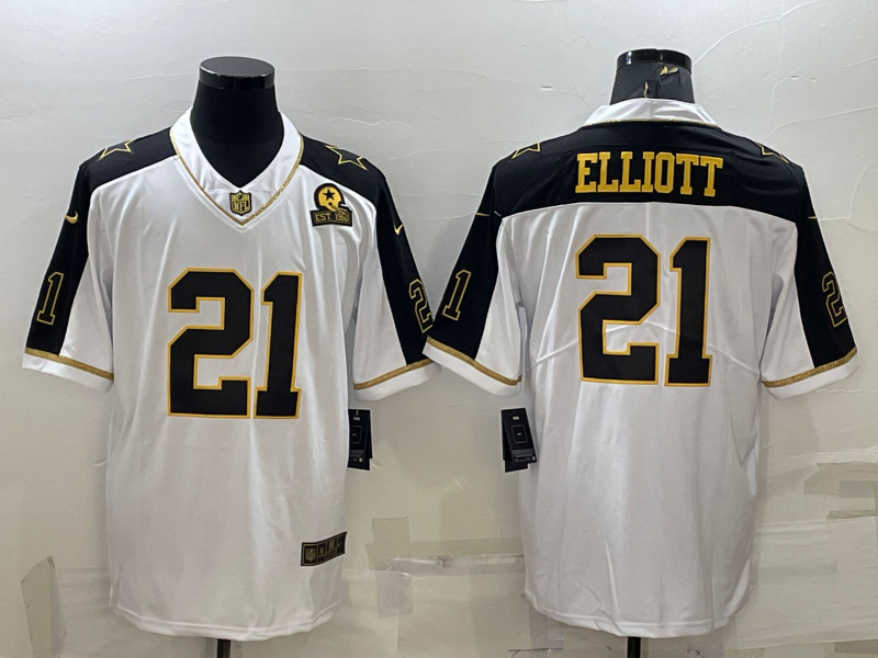 Men's Dallas Cowboys Ezekiel Elliott White Player Jersey
