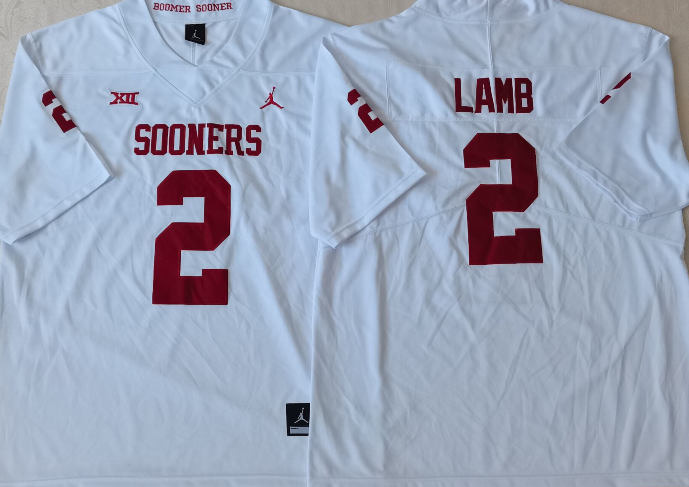 Men's Oklahoma Sooners Ceedee Lamb White Player Game Jersey