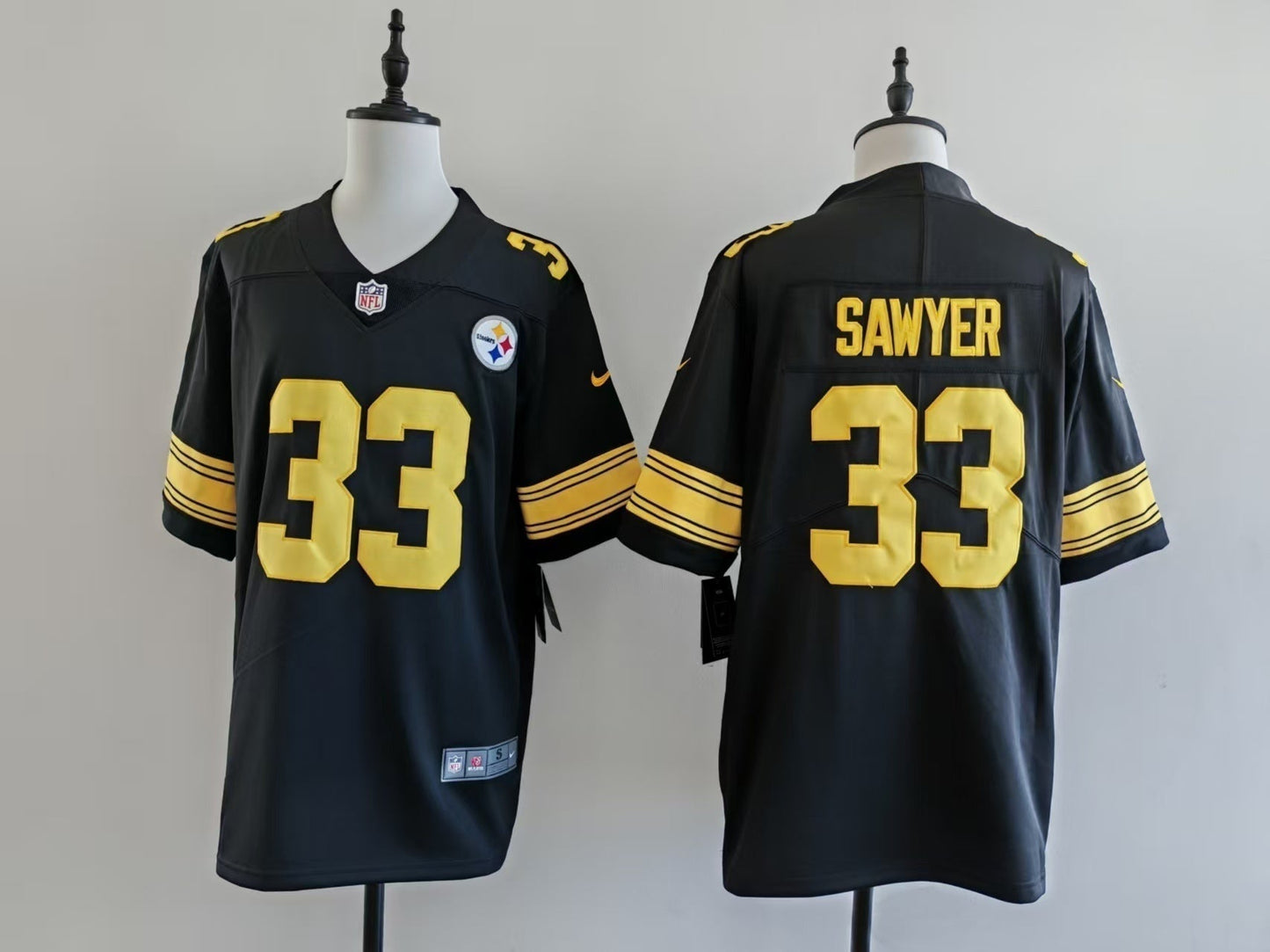 Men's Pittsburgh Steelers Jack Sawyer  Jersey -  Black-yellow numbers