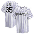 Colorado Rockies #35 Elias Daz White Home Replica Player Name Jersey Baseball Jerseys