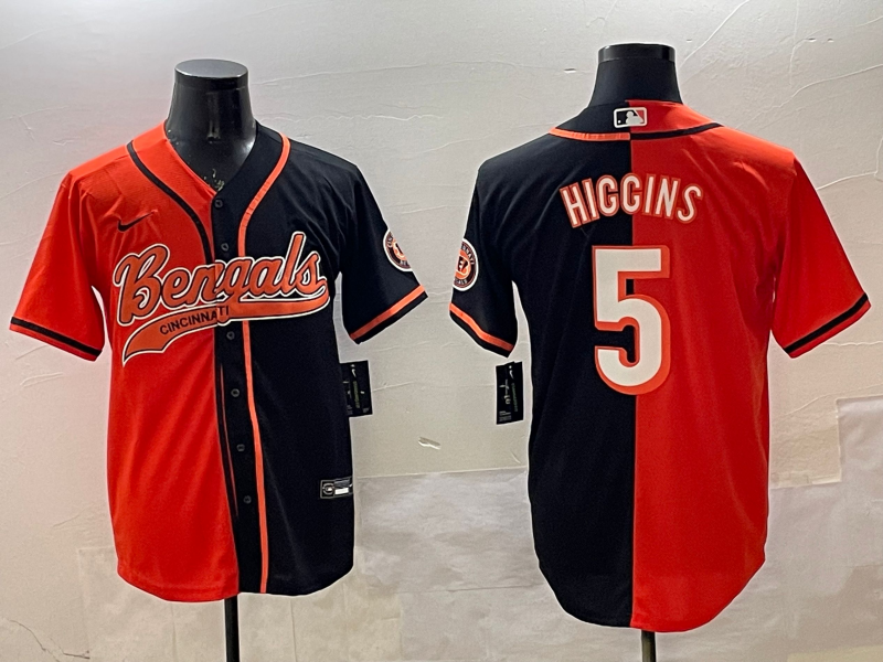 Men's Cincinnati Bengals Tee Higgins Orange/Black Game Jersey