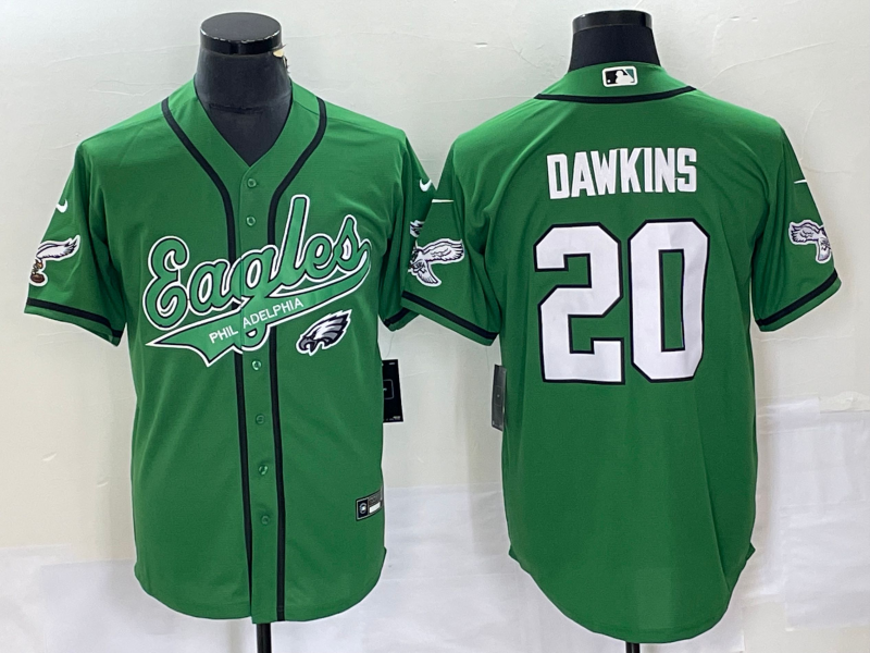 Men's Philadelphia Eagles Brian Dawkins Kelly Green Game Jersey Joint Edition