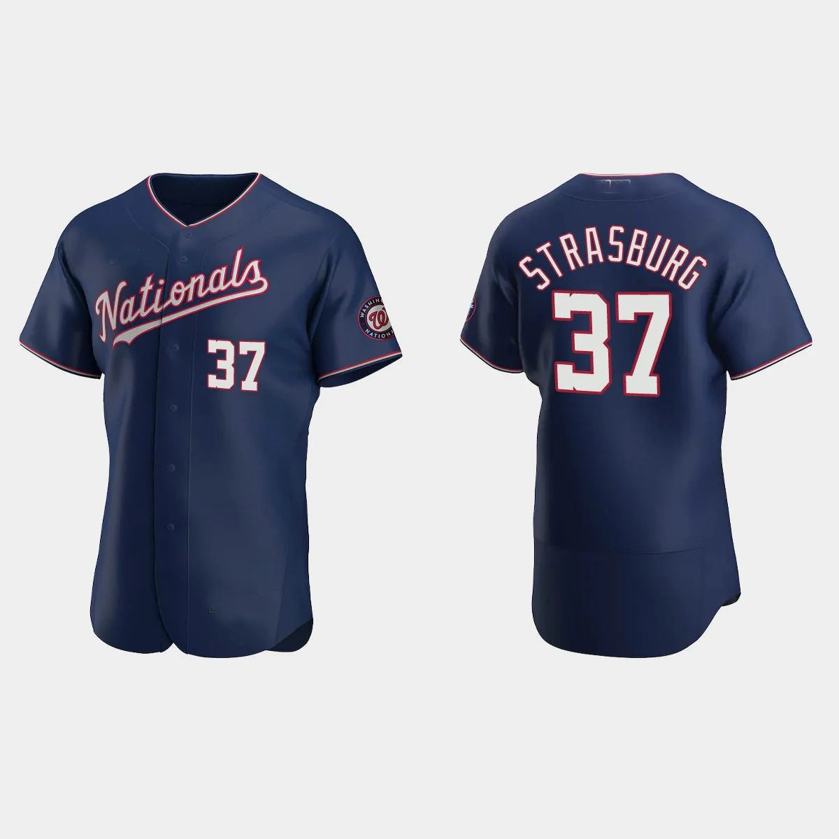 #37 STEPHEN STRASBURG WASHINGTON NATIONALS AUTHENTIC ALTERNATE JERSEY C NAVY Baseball Jerseys