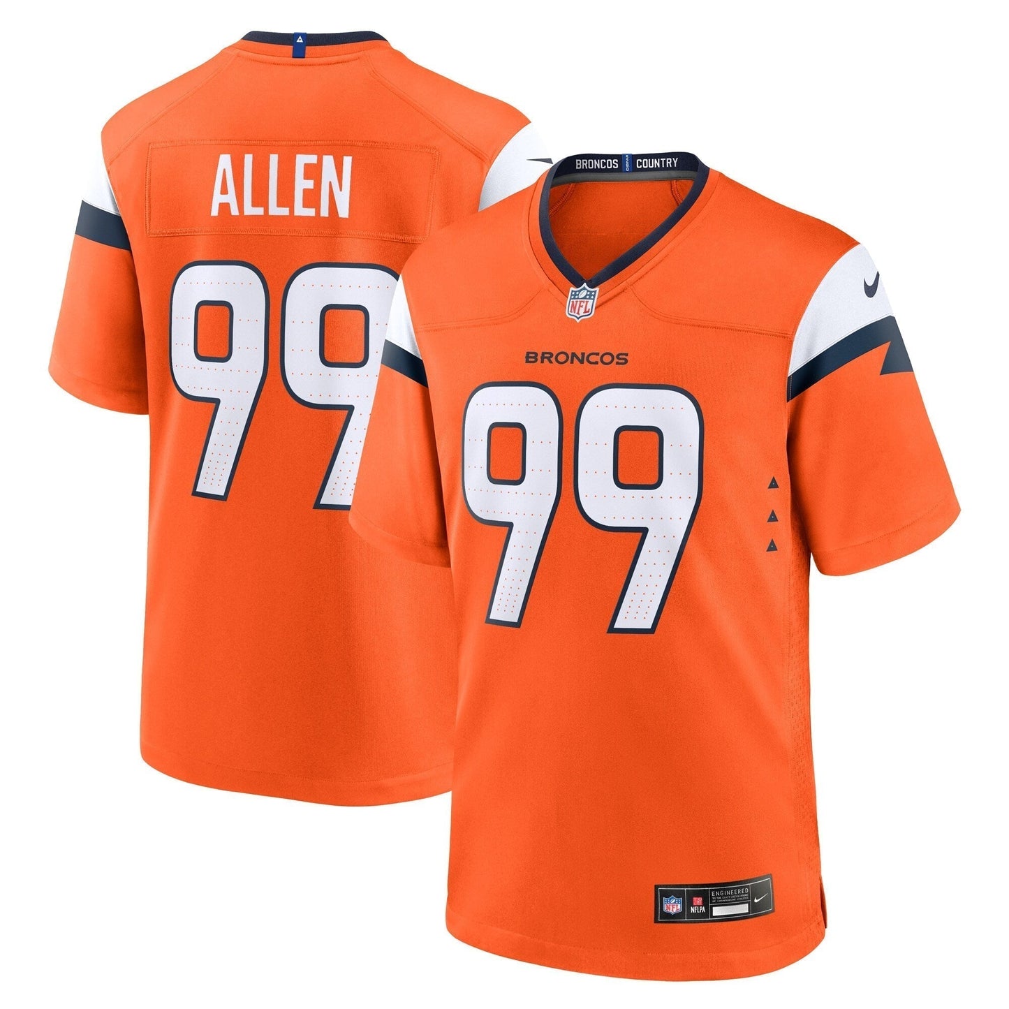 Zach Allen Denver Broncos  Team Game Jersey -  Orange