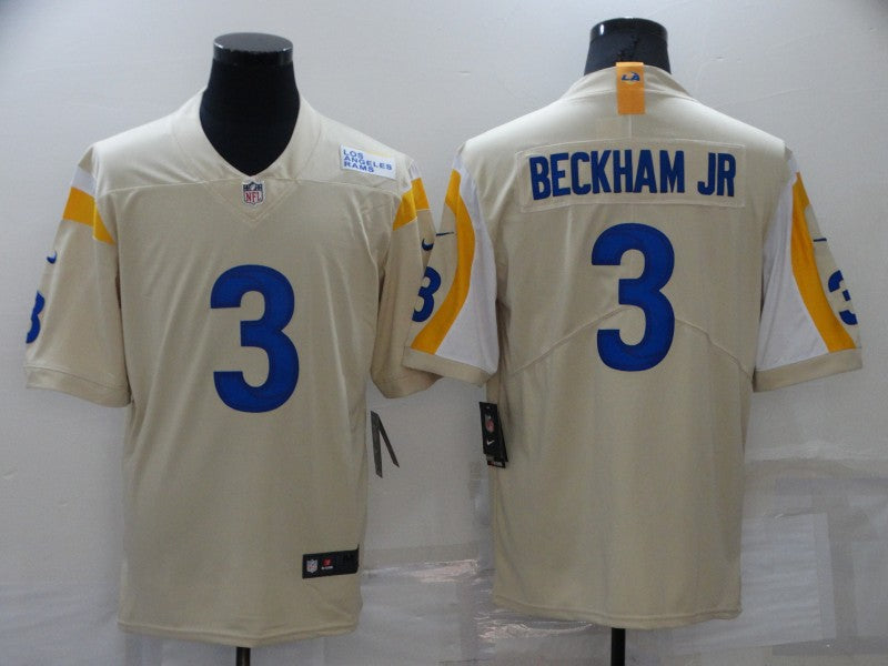 Men's Los Angeles Rams Odell Beckham Jr. #3 Beige Game Jersey1
