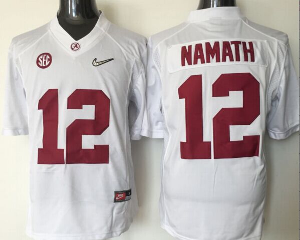 Men's Alabama Crimson Tide Joe Namath White Player Game Jersey