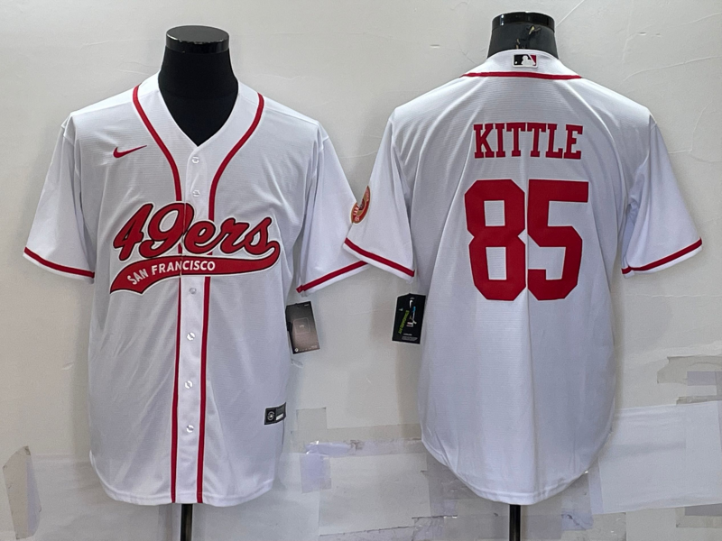 Men's San Francisco 49ers George Kittle White Game Jersey Joint Edition