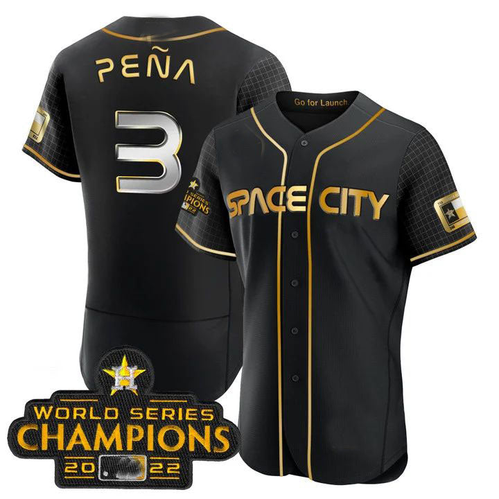 #3 Jeremy Pena Houston Astros black 2023 SPACE CITY CHAMPIONS FLEX JERSEY C ALL STITCHED Baseball Jerseys