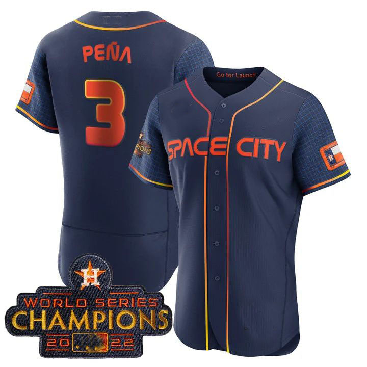 #3 Jeremy Pena Houston Astros 2023 SPACE CITY CHAMPIONS FLEX JERSEY C blue ALL STITCHED Baseball Jerseys