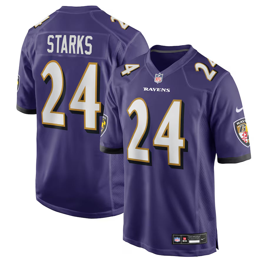 Men's Baltimore Ravens Malaki Starks  Purple 2025 NFL Draft First Round Pick Game Jersey