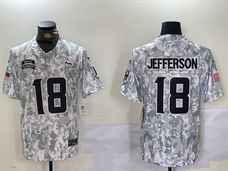 Men's Minnesota Vikings Justin Jefferson Arctic Camo 2024 Salute to Service Limited Jersey
