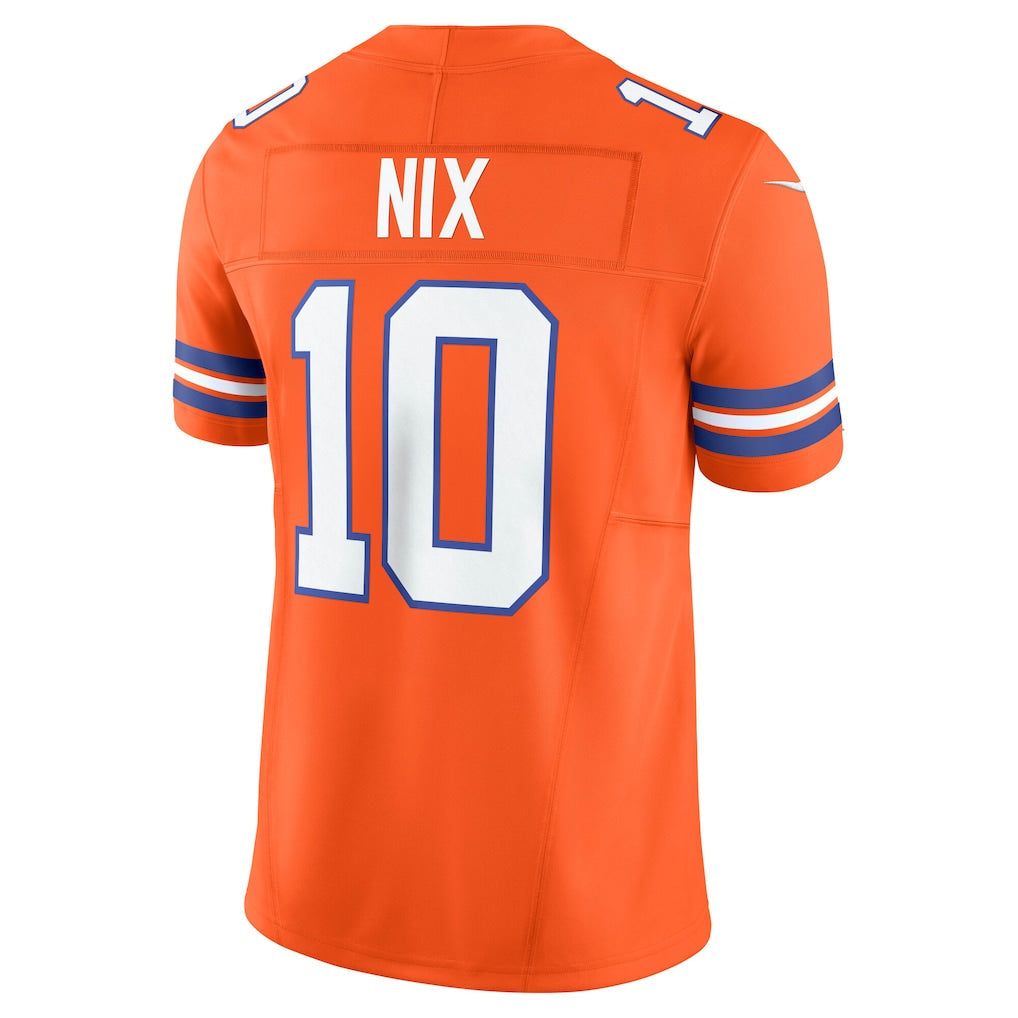 D.Broncos #10 Bo Nix Orange Vapor F.U.S.E. Limited Jersey Stitched American Football Jersey