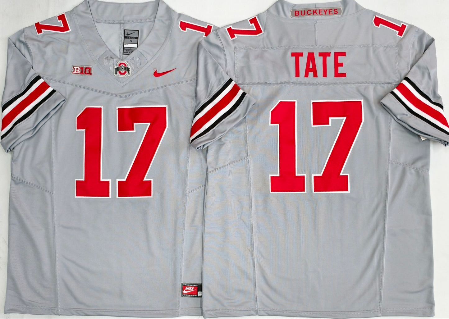 Men's Ohio State Buckeyes Carnell Tate Gray Player Game Jersey